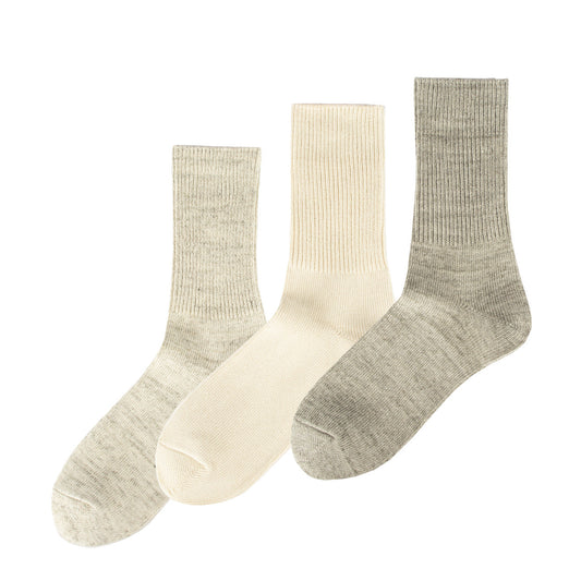 Rototo Organic Daily 3 Pack Ribbed Ecru / Gray - The Sporting Lodge