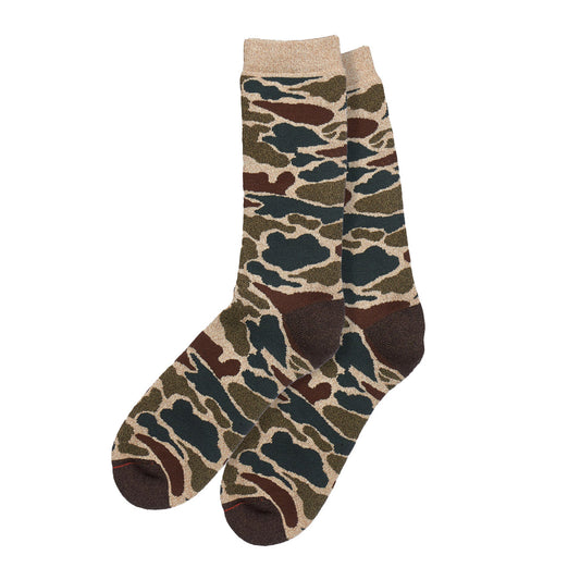 Rototo Pile Camo Crew Socks Beige - The Sporting Lodge