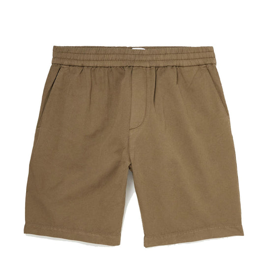 Sunspel Cotton Linen Drawstring Shorts Dark Tan - The Sporting Lodge