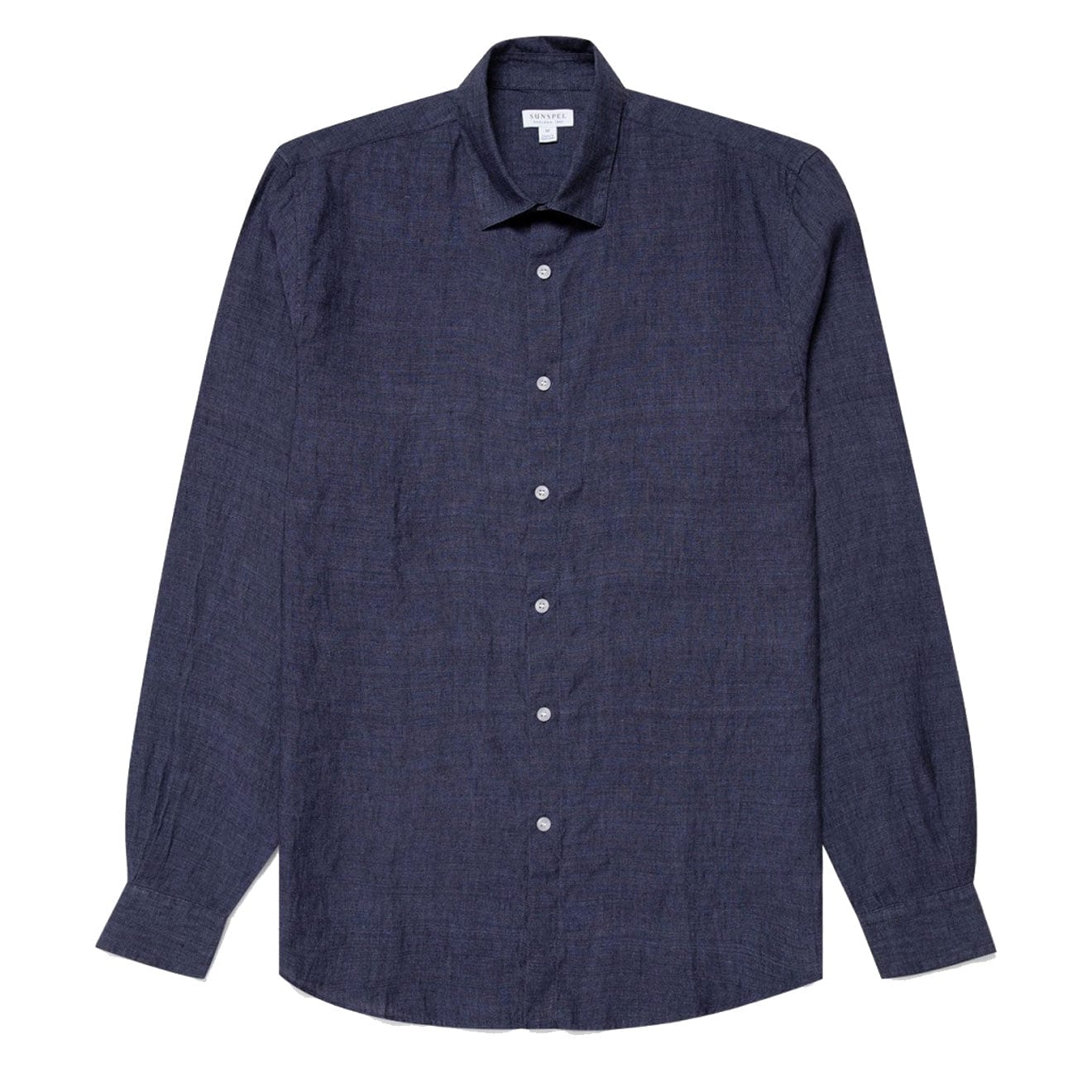 Sunspel Linen Shirt Navy Melange - The Sporting Lodge