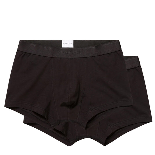 Sunspel Stretch Cotton 2 Pack Trunks Black - The Sporting Lodge