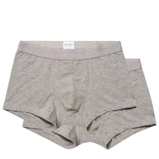 Sunspel Stretch Cotton 2 Pack Trunks Grey Melange - The Sporting Lodge