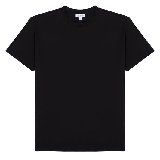 Sunspel Womens Boy Fit Crew Neck T-Shirt Black - The Sporting Lodge