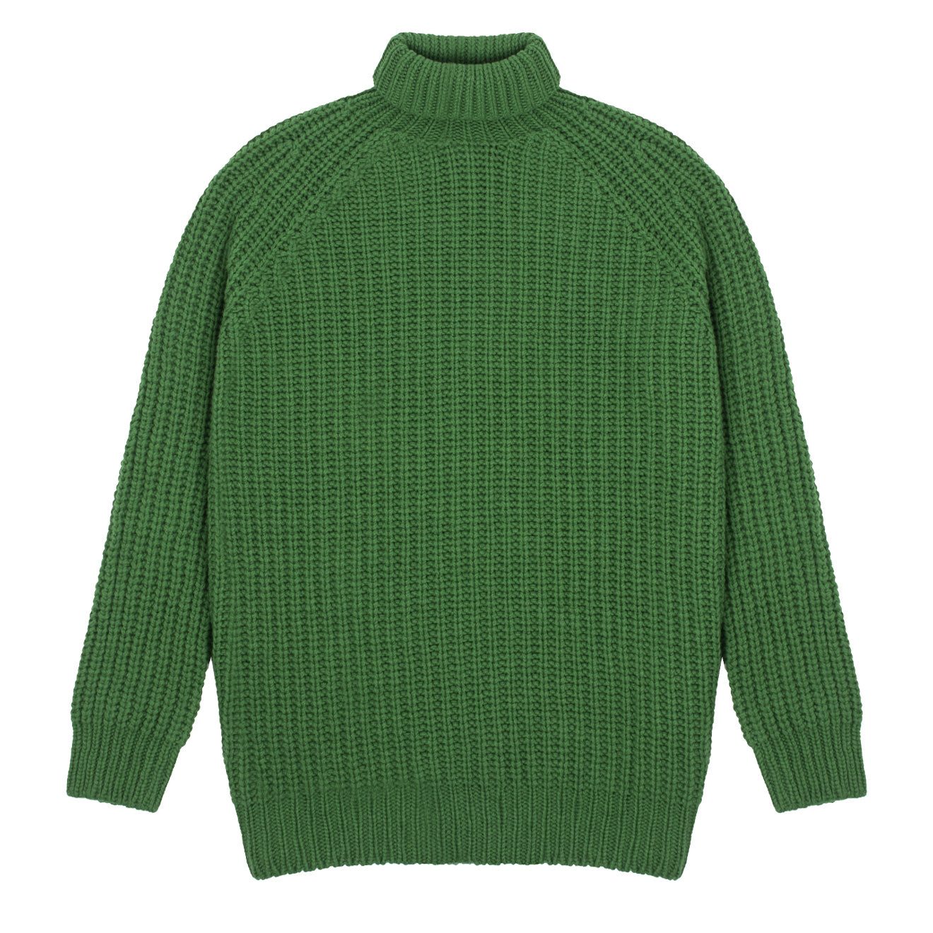 Sunspel Womens Chunky Roll Neck Jumper Bright Green - The Sporting Lodge