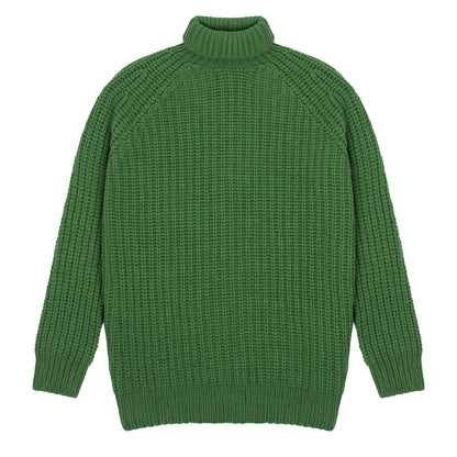 Sunspel Womens Chunky Roll Neck Jumper Bright Green - The Sporting Lodge