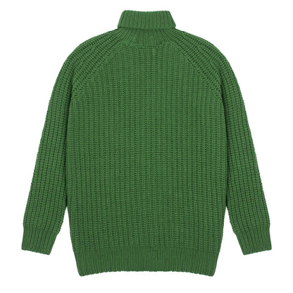 Sunspel Womens Chunky Roll Neck Jumper Bright Green - The Sporting Lodge