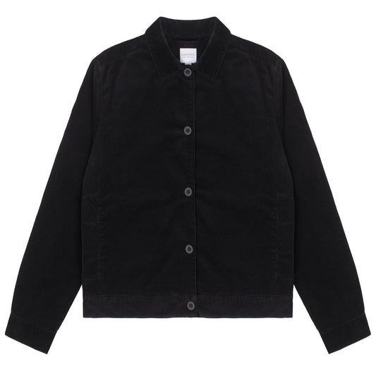 Sunspel Womens Corduroy Boxy Jacket Black - The Sporting Lodge