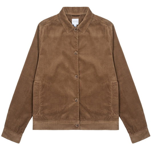 Sunspel Womens Corduroy Boxy Jacket Dark Camel - The Sporting Lodge