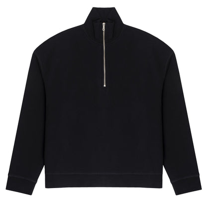 Sunspel Womens Half Zip Loopback Sweatshirt Black - The Sporting Lodge