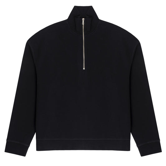 Sunspel Womens Half Zip Loopback Sweatshirt Black - The Sporting Lodge
