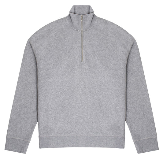 Sunspel Womens Half Zip Loopback Sweatshirt Grey Melange - The Sporting Lodge