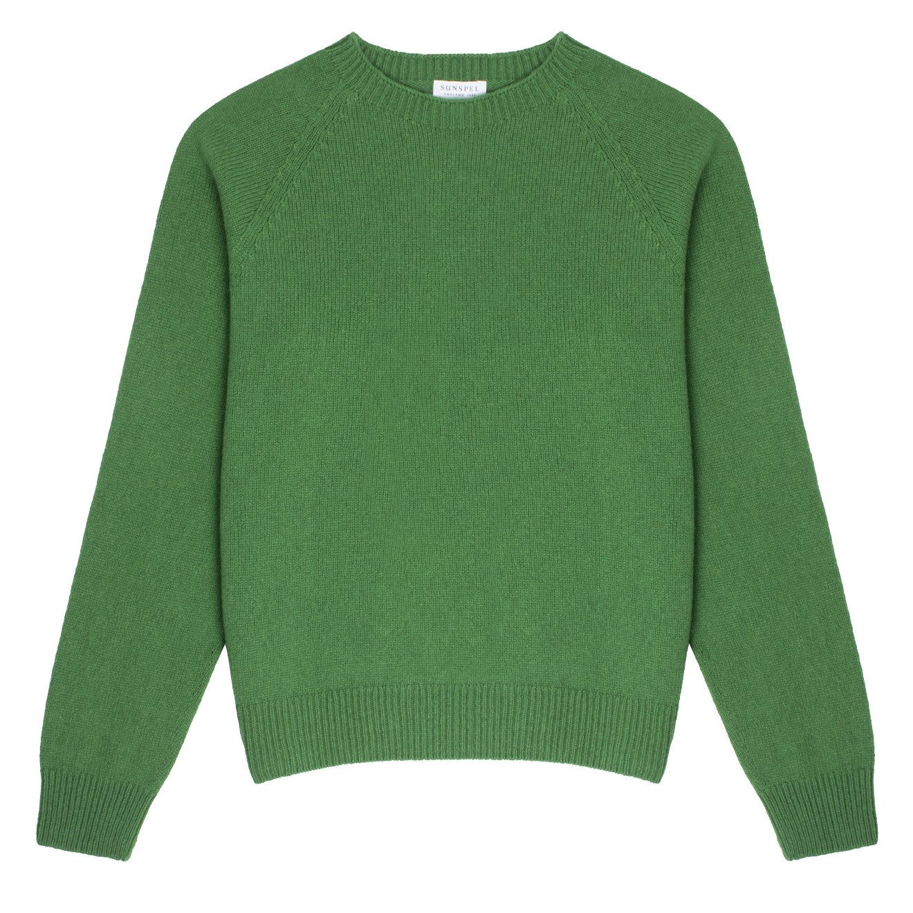 Sunspel Womens Lambswool Crew Neck Jumper Bright Green - The Sporting Lodge