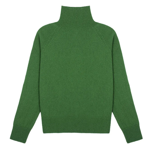 Sunspel Womens Lambswool Funnel Neck Jumper Bright Green - The Sporting Lodge