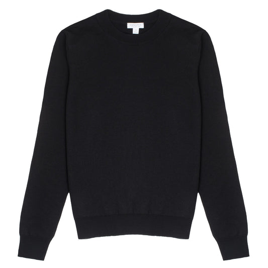 Sunspel Womens Merino Silk Crew Neck Jumper Black - The Sporting Lodge