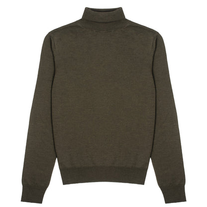 Sunspel Womens Merino Silk Roll Neck Sweater Dark Moss - The Sporting Lodge