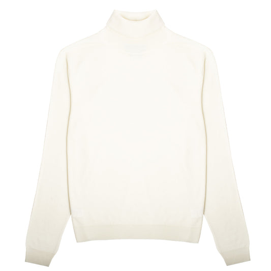 Sunspel Womens Merino Silk Roll Neck Sweater Ivory - The Sporting Lodge
