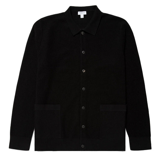 Sunspel Knitted Jacket Black - The Sporting Lodge