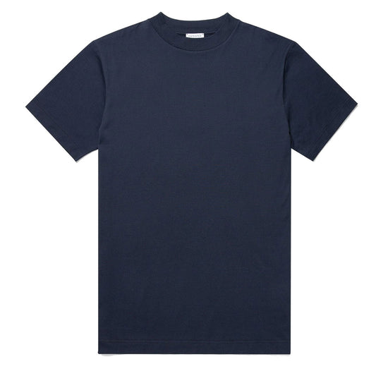 Sunspel Mock Neck T-Shirt Navy - The Sporting Lodge