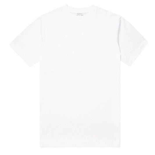 Sunspel Mock Neck T-Shirt White - The Sporting Lodge