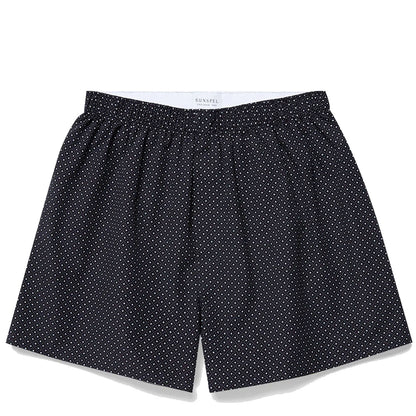 Sunspel Printed Boxer Short Navy Diamond Spot - The Sporting Lodge