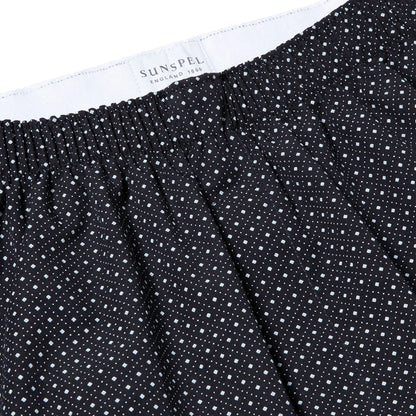 Sunspel Printed Boxer Short Navy Diamond Spot - The Sporting Lodge