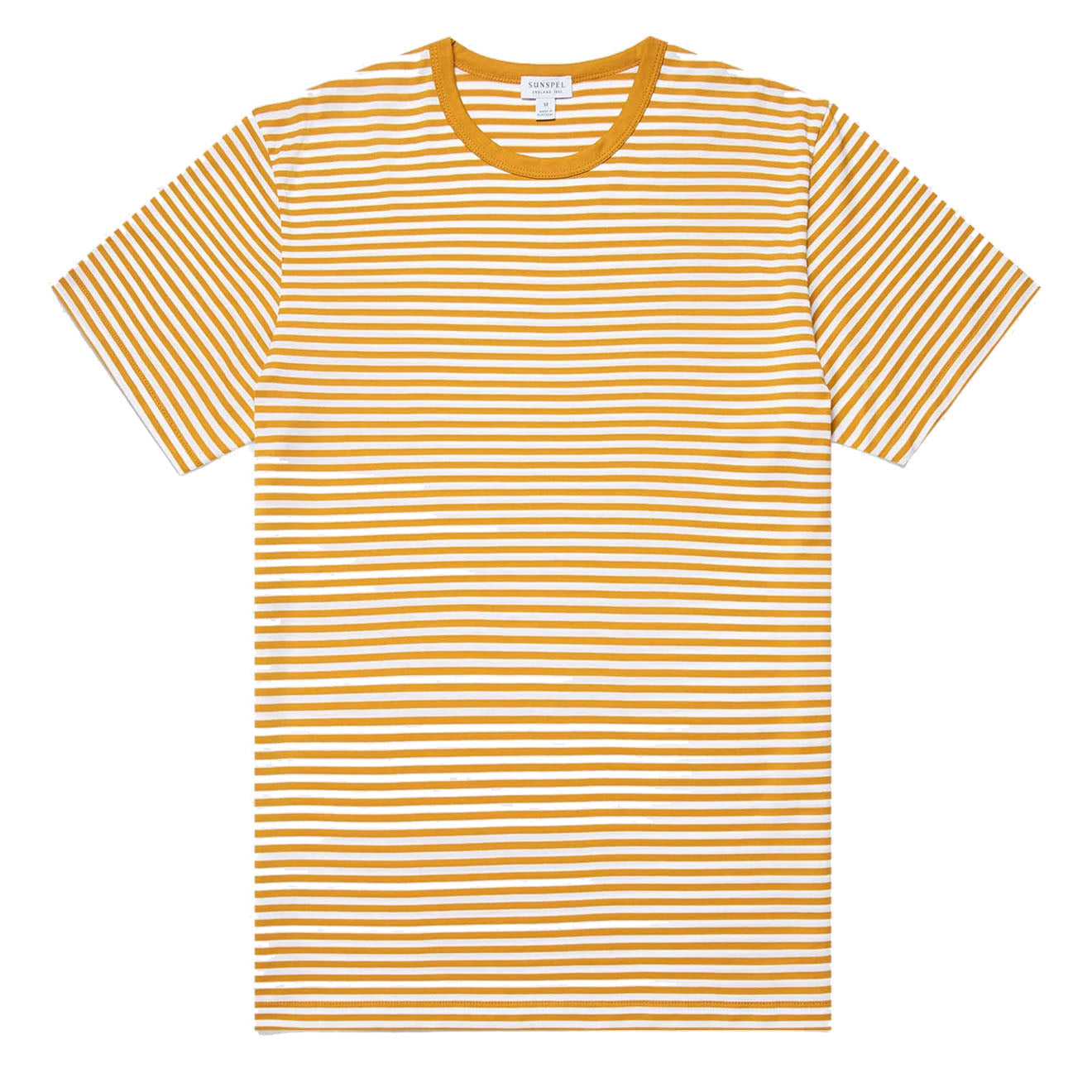 Sunspel S/S Crew Neck T-Shirt White / Cider English Stripe - The Sporting Lodge