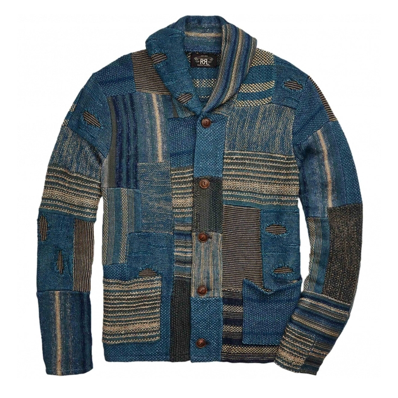 RRL by Ralph Lauren Patchwork Cardigan Indigo Multi | The Sporting 